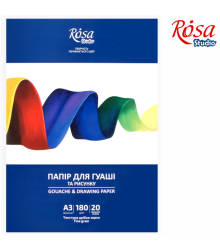 Папка для гуаші А3 (29,7х42см), 20арк, Дрібне зерно, 180г/м2, ROSA Studio
