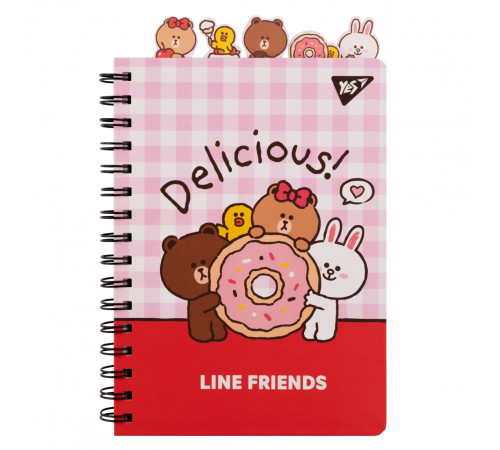 Блокноти Блокнот YES А5, 80 л. cпіраль з фігурн. роздільниками "Line Friends" Блокноти Блокнот YES А5, 80 л. cпіраль з фігурн. роздільниками "Line Friends"