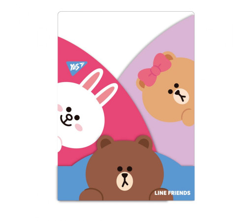 Папка Папка-куток YES А4 "Line Friends", 3 фігурних клапана Папка Папка-куток YES А4 "Line Friends", 3 фігурних клапана