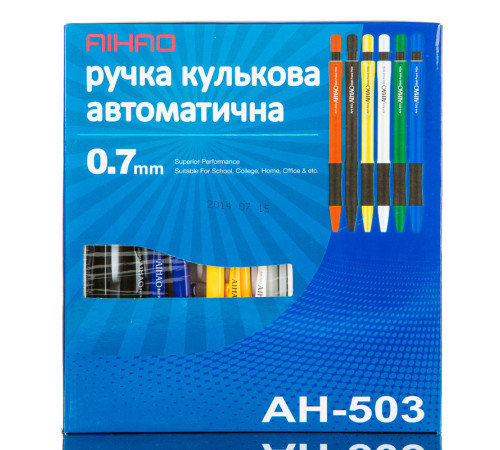 Кулькові Ручка кульк.AIHAO AH503 авт. синя, 0,7мм (24/1920) Кулькові Ручка кульк.AIHAO AH503 авт. синя, 0,7мм (24/1920)