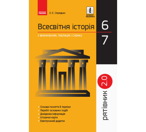 Підручники Рятівник 2.0 Всесвітня історія у визначеннях, таблицях і схемах 6 - 7 класи (Укр) Ранок Г109054У (9786170959485) (347425) Підручники Рятівник 2.0 Всесвітня історія у визначеннях, таблицях і схемах 6 - 7 класи (Укр) Ранок Г109054У (9786170959485) (347425)